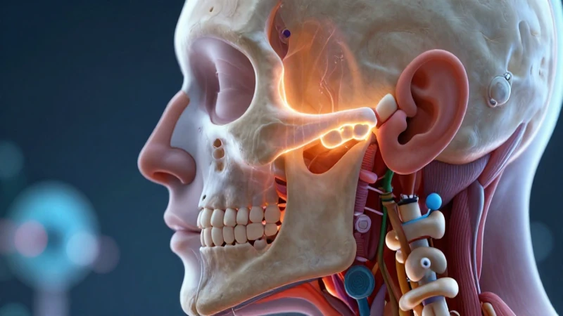 Perfil humano 3D detallado, resaltando el hueso zigomático