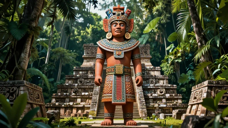 Hun Hunahpú majestuoso en ruinas mayas de Cibaca