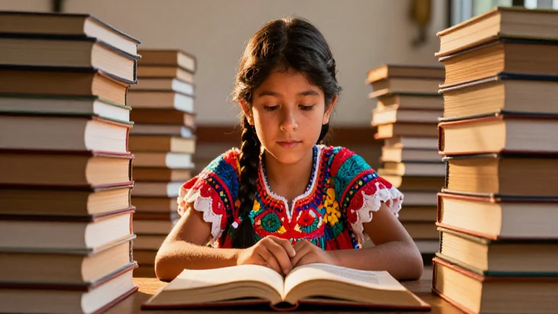 Conoce los beneficios de leer diariamente: una experiencia transformadora 5 Estudiante mexicano ilustrado bajo luz dorada