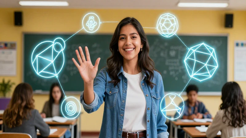 Por qué es crucial entender definiciones y conceptos clave 7 Educadora latina moderna con conocimiento visual dinámico