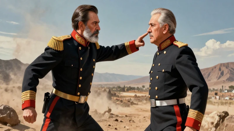 Díaz autoritario en uniforme ante paisaje mexicano