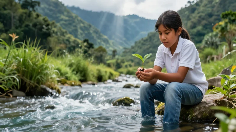Porque cuidar el agua es importante para el futuro 3 Joven mexicano cuidando la naturaleza vibrante