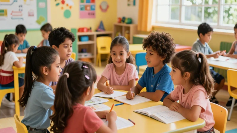 Preschool Mexican scene vibrant and joyful