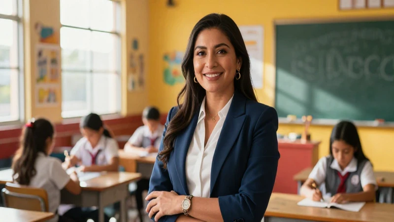 Mi pasión por ser maestro de primaria: el impacto en la educación 3 Maestra mexicana vibrante en un aula moderna