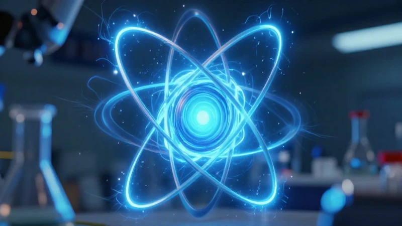 Modelo atómico brillante en vórtice energético intenso