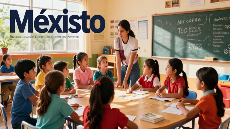 Niños cooperando en aula moderna mexicana con luz cinematográfica
