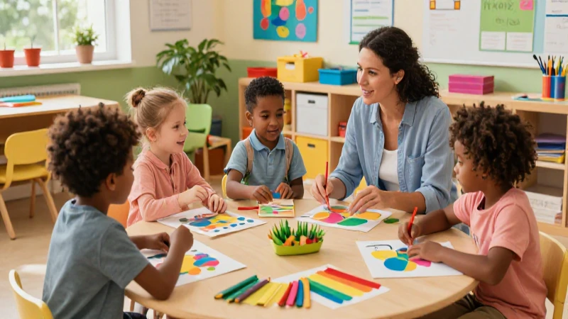 Aula de preescolar vibrante y creativa para el regreso