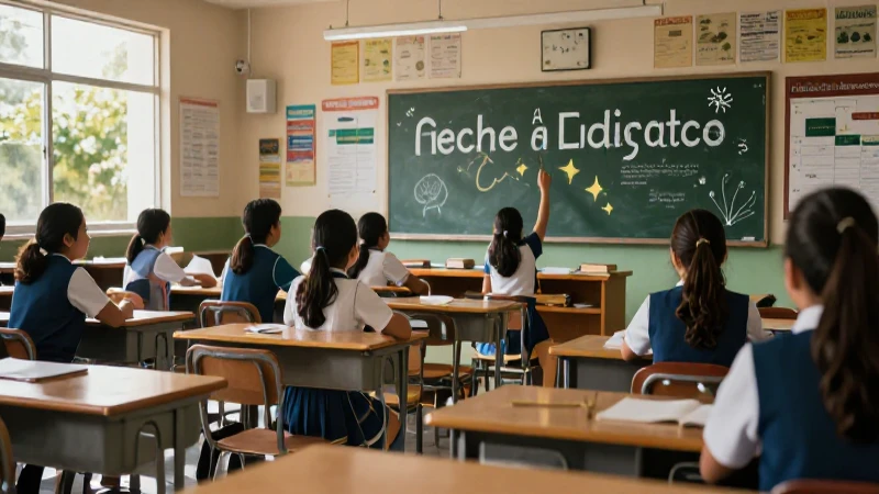 Estudiante dinámico en entorno educativo vibrante