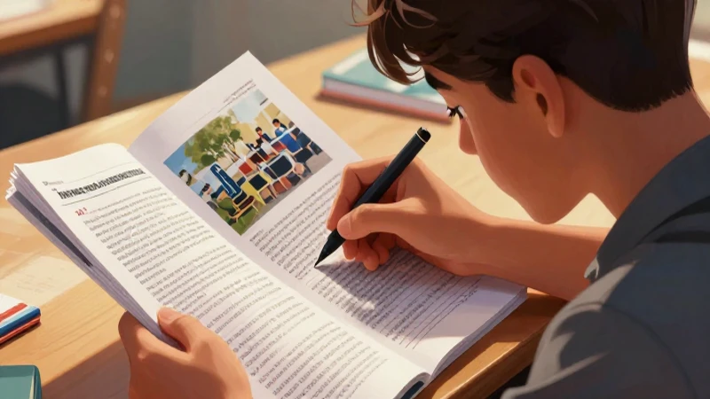 Estudiante revisando portafolio educativo moderno