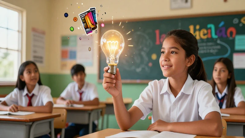 Ilustración vibrante de aprendizaje mexicano futurista