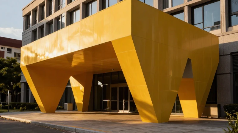 Arquitectura geométrica moderna con iluminación dramática