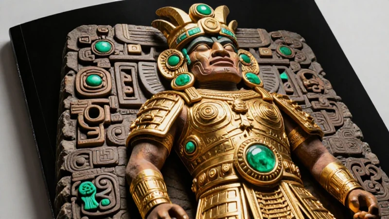Conoce las Conoce culturas posclásicas: Toltecas y Mexicas 4 Majestuoso retrato Tolteca en oro detallado