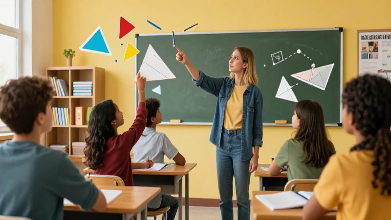 Aula moderna: estudiante explorando geometría dinámica