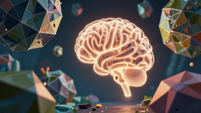 Mente geométrica con estética académica vibrante