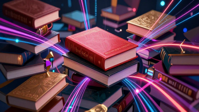 Arte surrealista de libros y neón