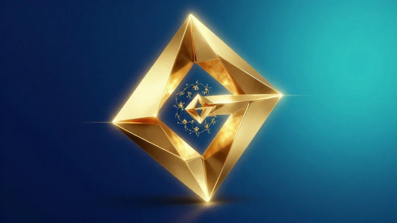Estructura fractal dorada sobre fondo azul