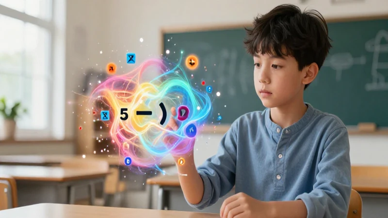 Estudiante moderno estudiando conceptos matemáticos abstractos