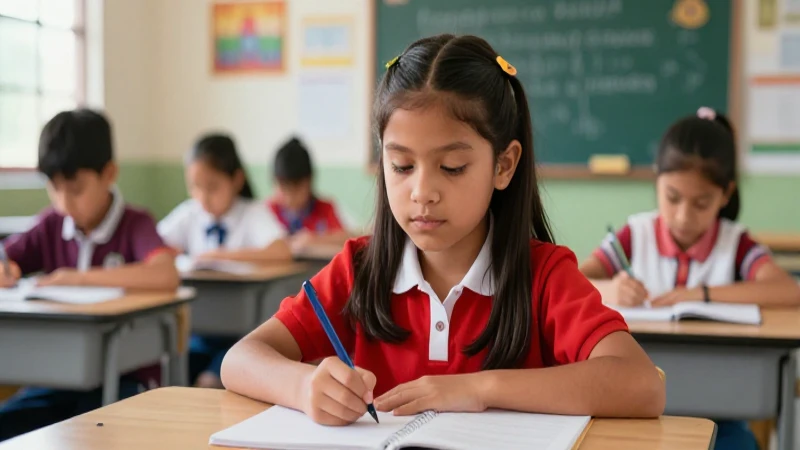 Practiquemos para Mejorar Nuestras Habilidades Diarias 5 Estudiante mexicana practica en un aula soleada y brillante