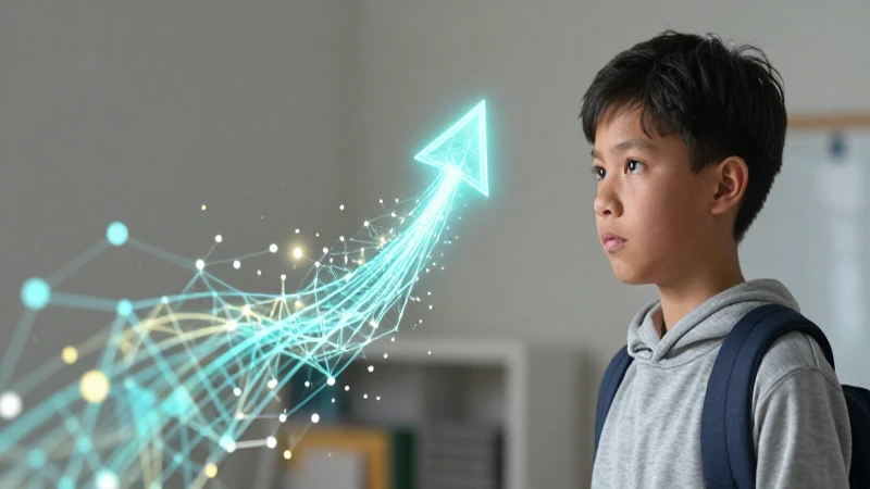Practiquemos para Mejorar Nuestras Habilidades Diarias 3 Estudiante motivado observa trayectoria de datos vibrantes