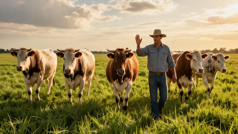 Ranchero guía ganado en pradera cinematográfica