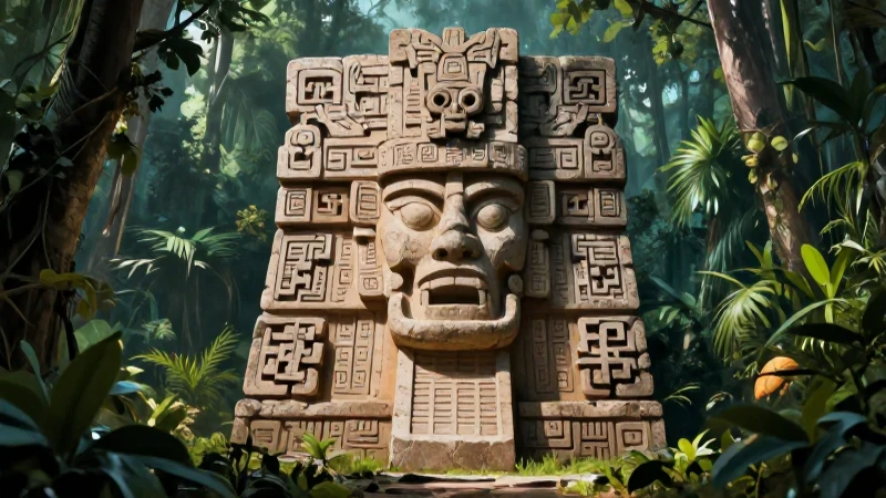 Conoce los misterios del Preclásico en esta completa guía 3 Arte mesoamericano en jungla con iluminación dramática