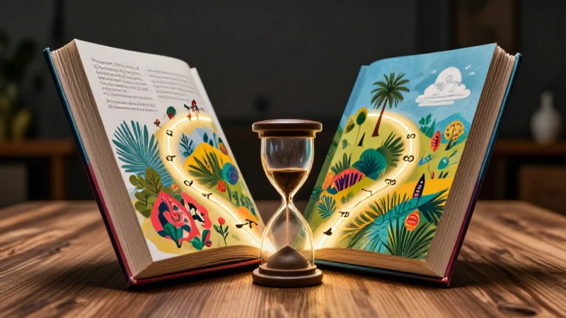 Precuela: Definición, concepto y su impacto en narrativas 5 Ilustración de libros y tiempo en estilo mexicano