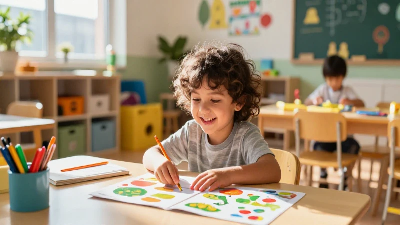 Programa educativo preescolar 3 años: aprende desde temprano 3 Niño feliz aprendiendo en clase moderna