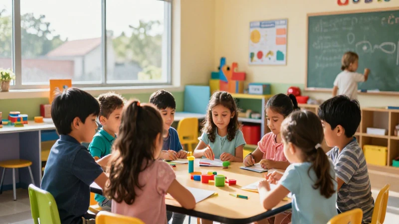Niños mexicanos felices aprendiendo en clase moderna