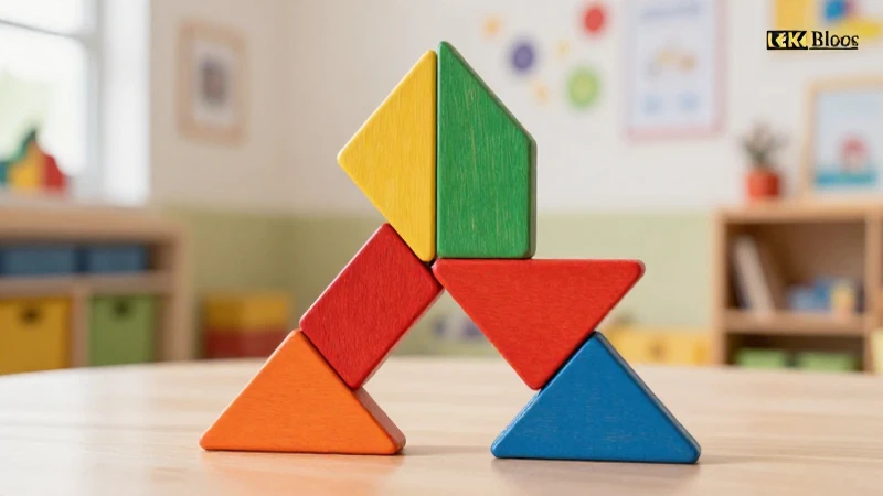 Siete piezas de Tangram forman figura geométrica colorida