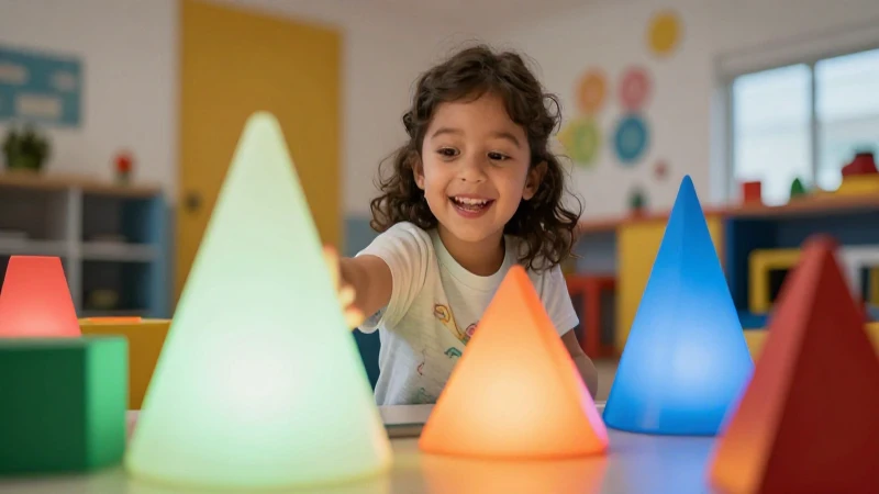 Niño feliz con formas geométricas en México
