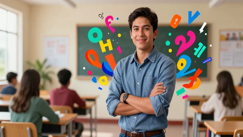 Educador mexicano vibrante en aula moderna