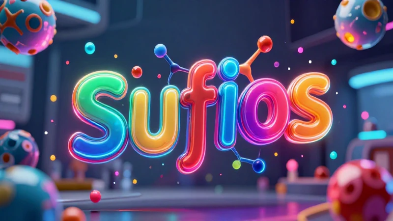 Estructura molecular vibrante con prefijos y sufijos