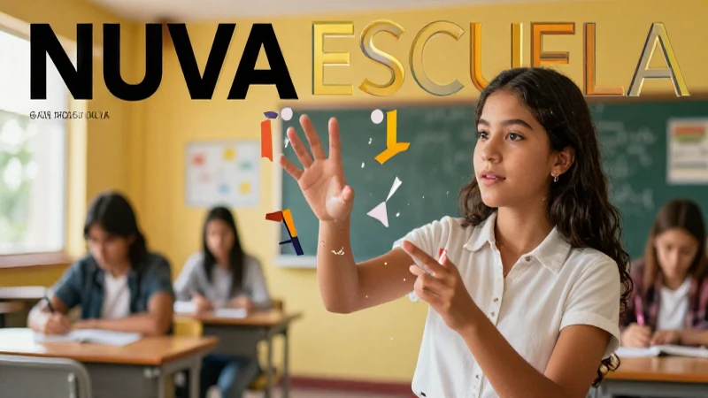 Joven mexicano interactúa con símbolos abstractos educativos