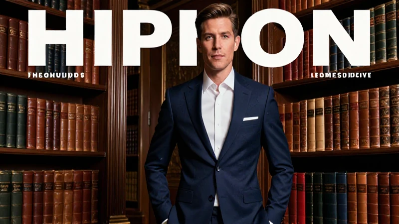 Abogado elegante, profesional y destacado en una biblioteca