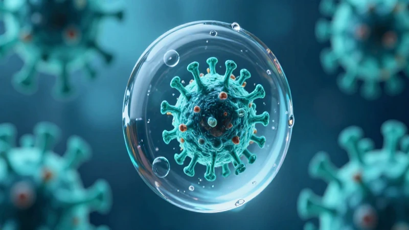 Detalle microscópico de gotas de agua con partículas virales