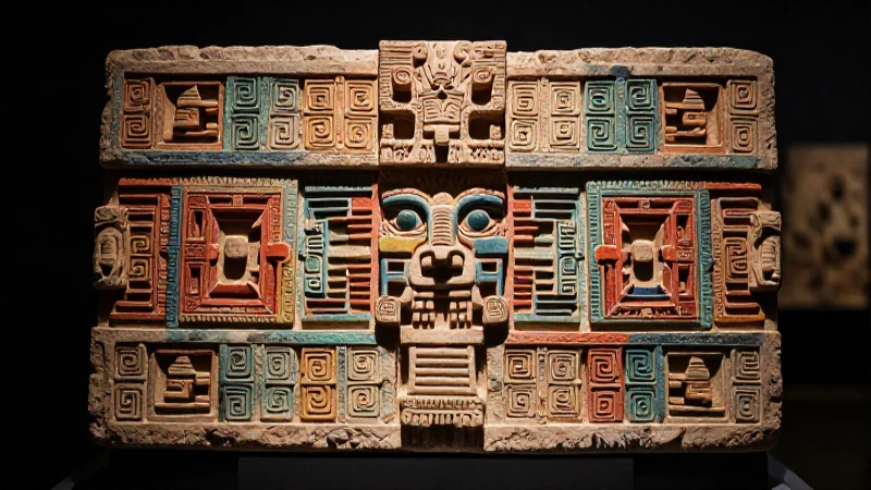 Arte maya vibrante con patrones geométricos