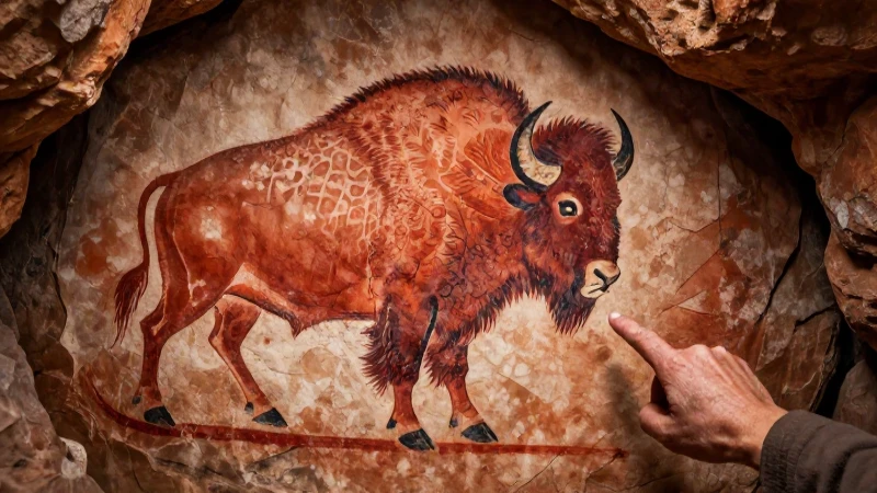 Bison rupestre en cueva con toque académico