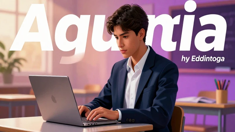 Estudiante enfocado en laptop con estilo moderno
