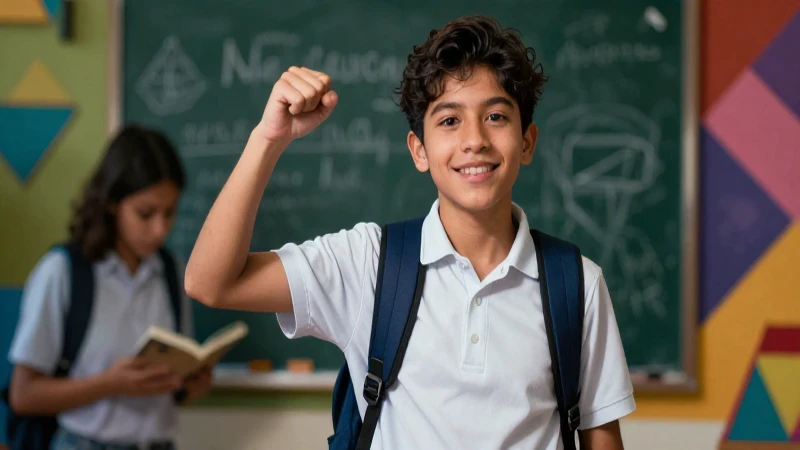 Estudiante mexicano vibrante con estética académica moderna