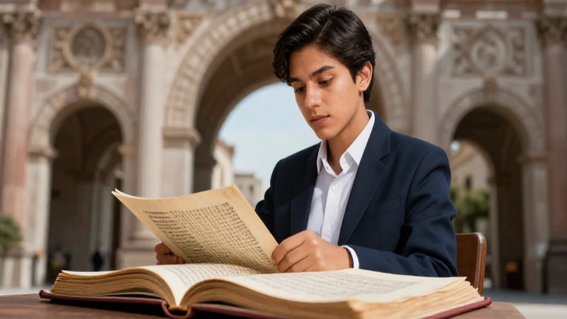 Estudiante mexicano con libro en un entorno académico