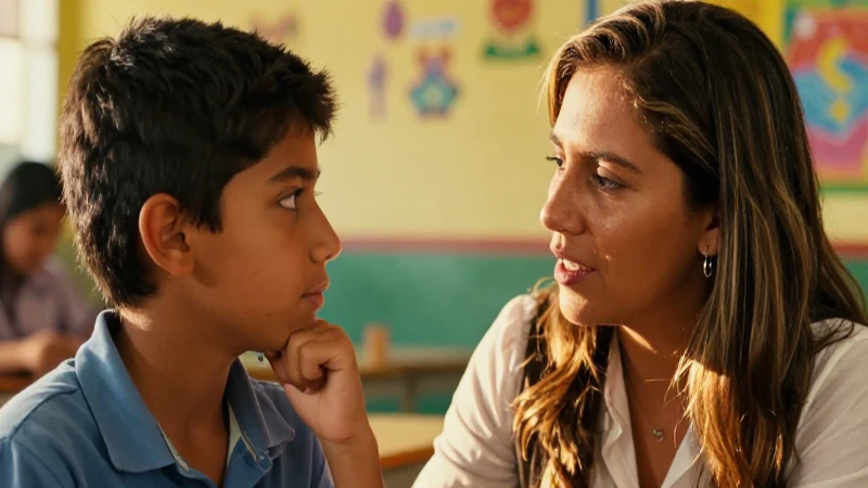 Conexión educativa cálida y realista entre maestro y estudiante