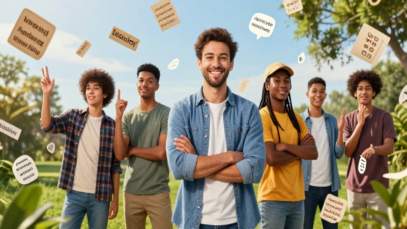 Ilustración vibrante de un adulto aprendiendo un idioma