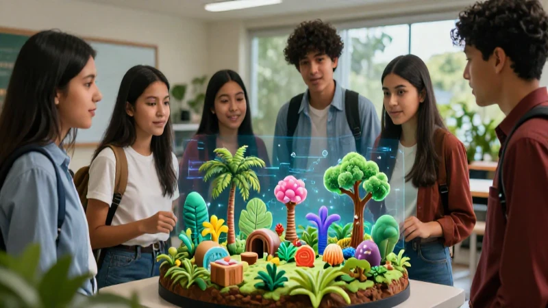 Estudiantes mexicanos observan un ecosistema holográfico