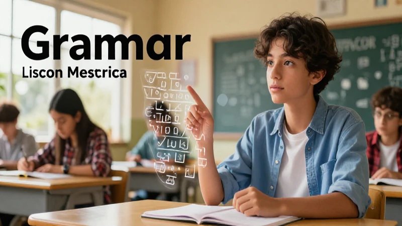 Ilustración dinámica de un estudiante dominando la gramática