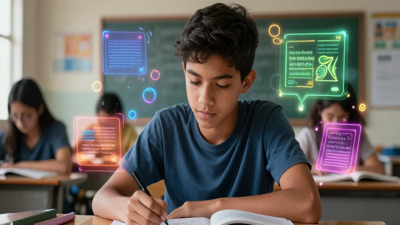 Estudiante mexicano estudiando conceptos vibrantes