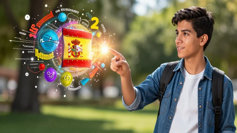 100 ejemplos de pretérito perfecto simple 5 Ilustración de estudiante aprendiendo gramática
