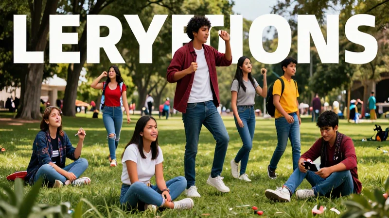 100 ejemplos de pretérito perfecto simple 7 Estudiantes mexicanos alegres en un parque vibrante