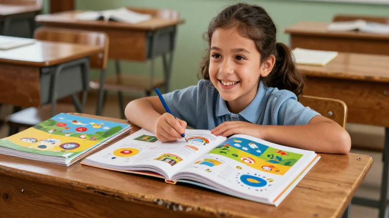 Primaria: Actividades de Lectoescritura para Imprimir 3 Estudiante feliz con materiales de aprendizaje vibrantes