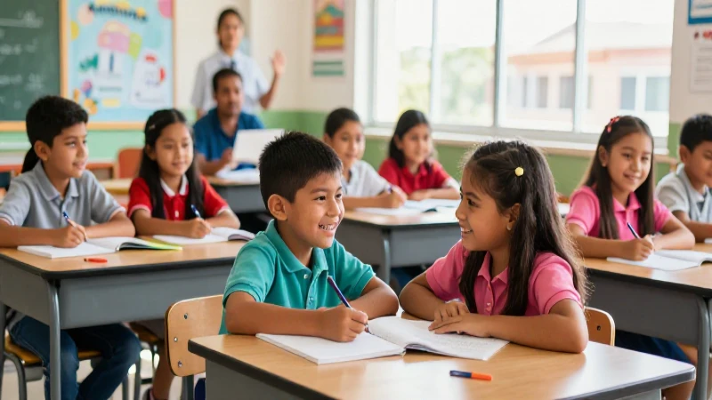 Conoce en la Primaria Maestro Justo Sierra una educación de calidad 5 Estudiantes mexicanos felices aprendiendo en aula vibrante