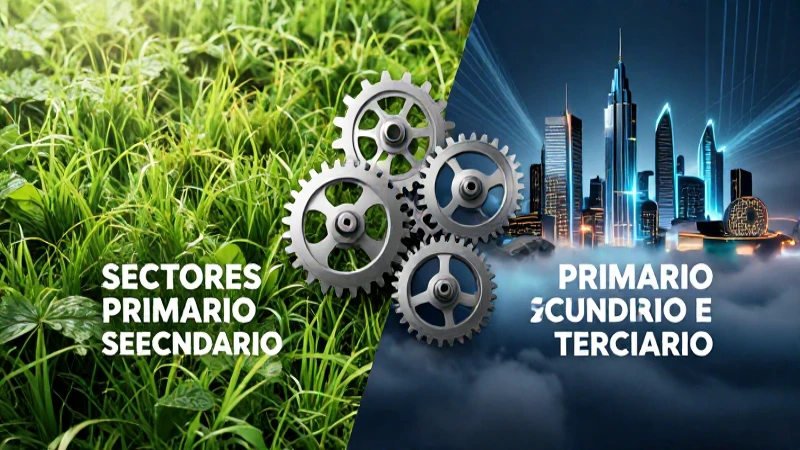 Sectores primario, secundario y terciario contrastados visualmente